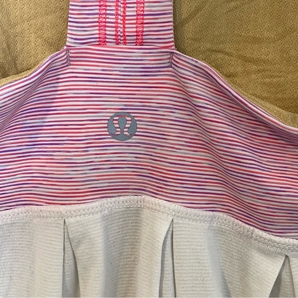 Lululemon Power Dance Tank Top Size 4 White Pink Athleisure Athletic Activewear - Picture 8 of 10